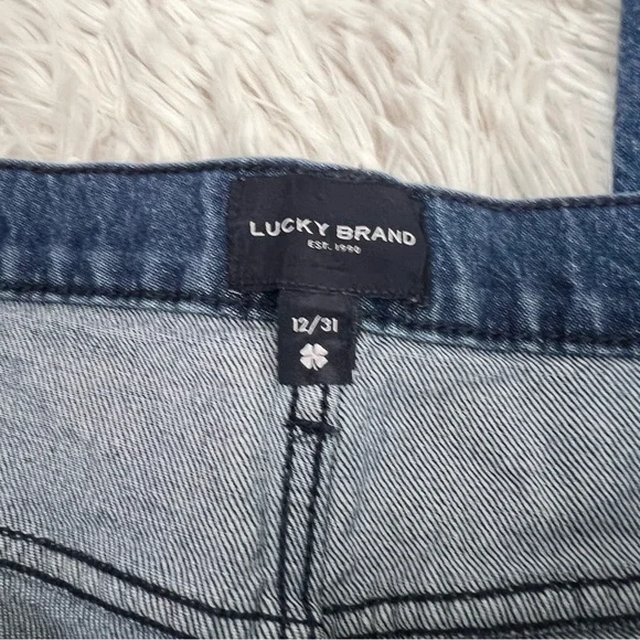 Lucky Brand Blue Boy Mid-Rise Relaxed Straight Leg Distressed Jeans Size 12/31 - Picture 8 of 13